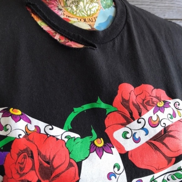 Costume Baldor Rose Thorns Floral Ribs Distressed Muscle Tank Tee - Picture 3 of 9